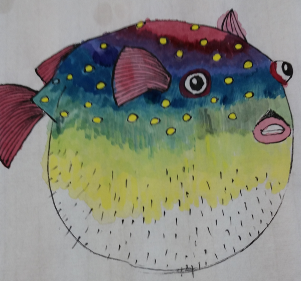 水泡魚可以在危急的時候把身體膨脹起來，人們也可以向水泡魚學習，能屈能伸，適應環境來加以變通。